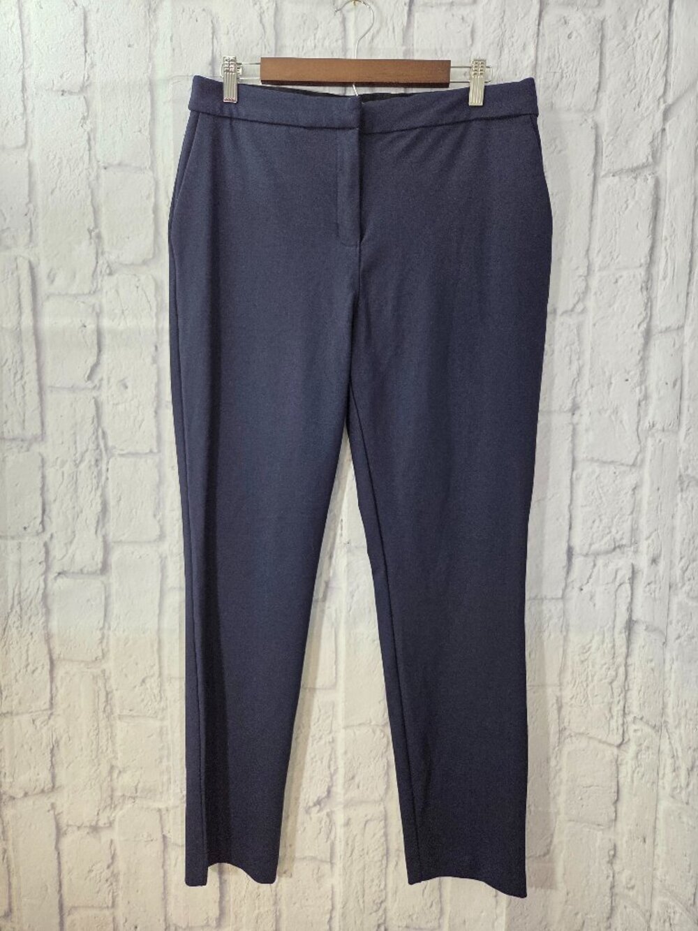 Massimo Fabbro Women's Size 12 Navy Blue Slim Leg Classic Ponte Knit Dress Pants
